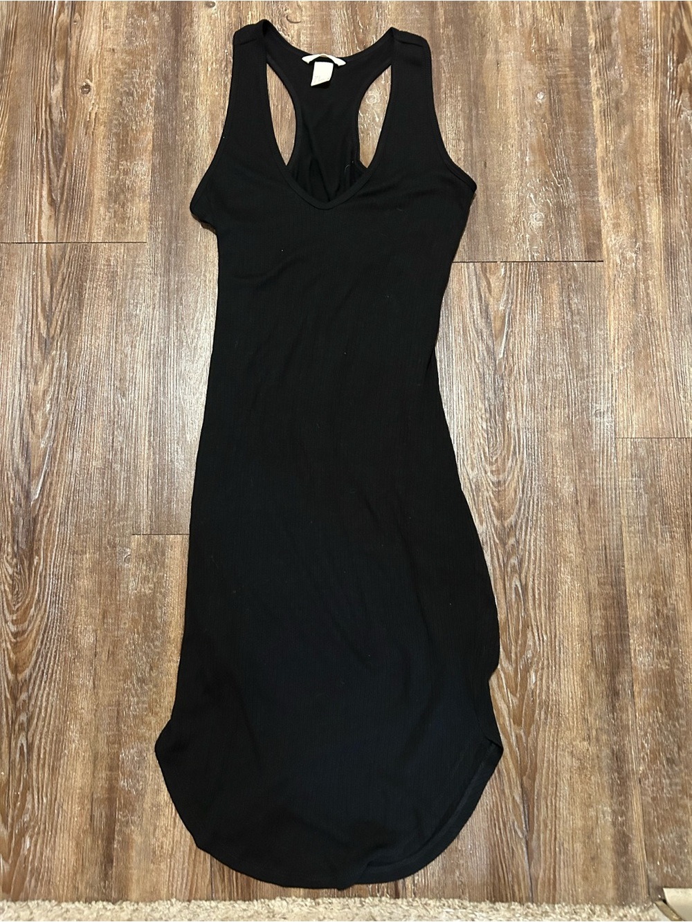 H&M Black Ribbed Racerback Tank Top Dress Size S